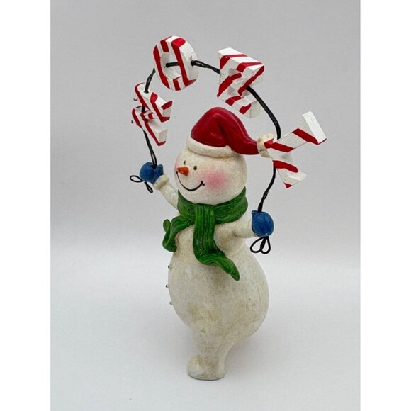 Vintage Snowman Christmas Figurine Holding Noel Sign Candy Cane Striped Letters - Picture 7 of 8